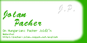 jolan pacher business card